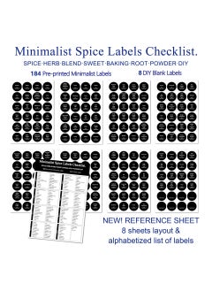 Y&D 192 Pieces Black Spice Labels Spice Jar Labels Waterproof Oil Resistant And Washable Kitchen Seasoning Jar Labels  - Image 1