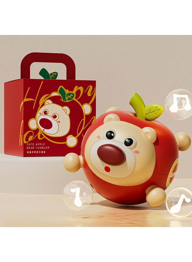 Internet Celebrant Children's Apple Tumbler Baby Toy Baby's Large Animal Bite Rattle Early Education Soothing Tumbler-Color:Apple Bear Tumbler-red  - Image 1