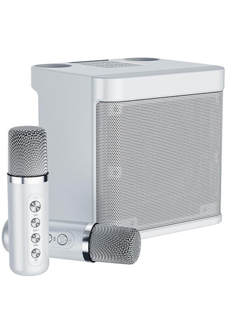 ELTRAZONE Karaoke Machine for Adults & Kids, Portable Bluetooth Karaoke Speaker with 2 Wireless Microphones, PA Speaker System for Indoor & Outdoor Parties, Family Fun Entertainment (White)  - Image 1