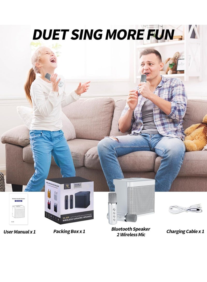 ELTRAZONE Karaoke Machine for Adults & Kids, Portable Bluetooth Karaoke Speaker with 2 Wireless Microphones, PA Speaker System for Indoor & Outdoor Parties, Family Fun Entertainment (White)  - Image 3