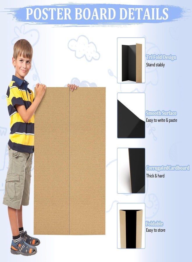 AKONEGE 2 Pack 36" x 48" Trifold Poster Board for Presentation, Black Corrugated Cardboard Large Tri Fold Poster Board for Science Fair, Office or School Projects, Photo Displays, Exhibitions Event - Image 3