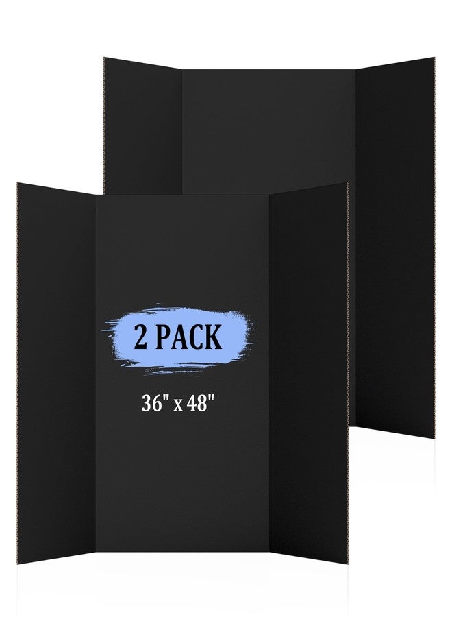AKONEGE 2 Pack 36" x 48" Trifold Poster Board for Presentation, Black Corrugated Cardboard Large Tri Fold Poster Board for Science Fair, Office or School Projects, Photo Displays, Exhibitions Event - Image 1