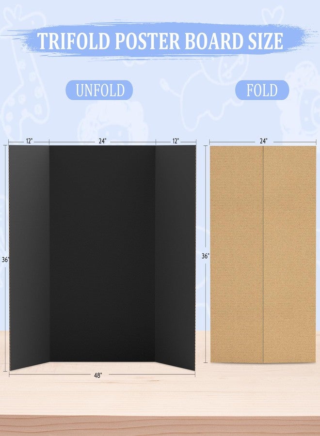 AKONEGE 2 Pack 36" x 48" Trifold Poster Board for Presentation, Black Corrugated Cardboard Large Tri Fold Poster Board for Science Fair, Office or School Projects, Photo Displays, Exhibitions Event - Image 2