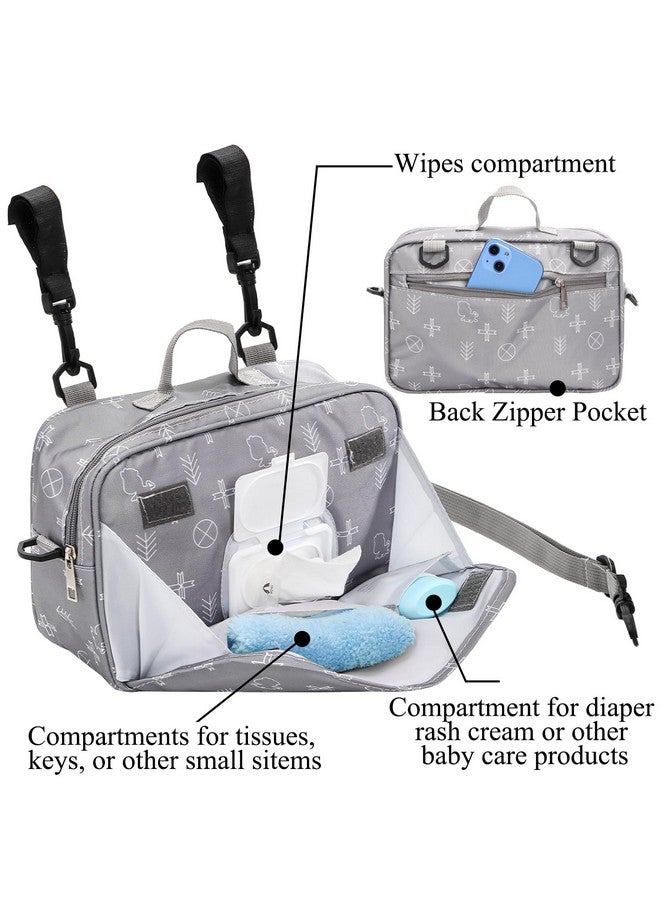 Hacaroa Small Diaper Bag with Wipes Pocket, Mini Cute Stroller Caddy Crossbody Nappy Bags with Adjustable Strap, Tote Diaper Bag for Baby Boy, Girl, Outdoor, Short Trip, Gray - Image 3