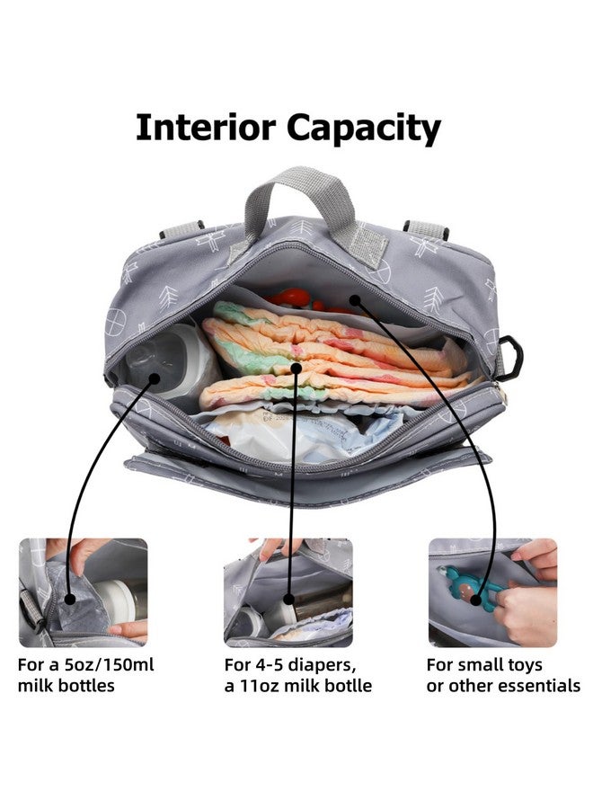 Hacaroa Small Diaper Bag with Wipes Pocket, Mini Cute Stroller Caddy Crossbody Nappy Bags with Adjustable Strap, Tote Diaper Bag for Baby Boy, Girl, Outdoor, Short Trip, Gray - Image 4