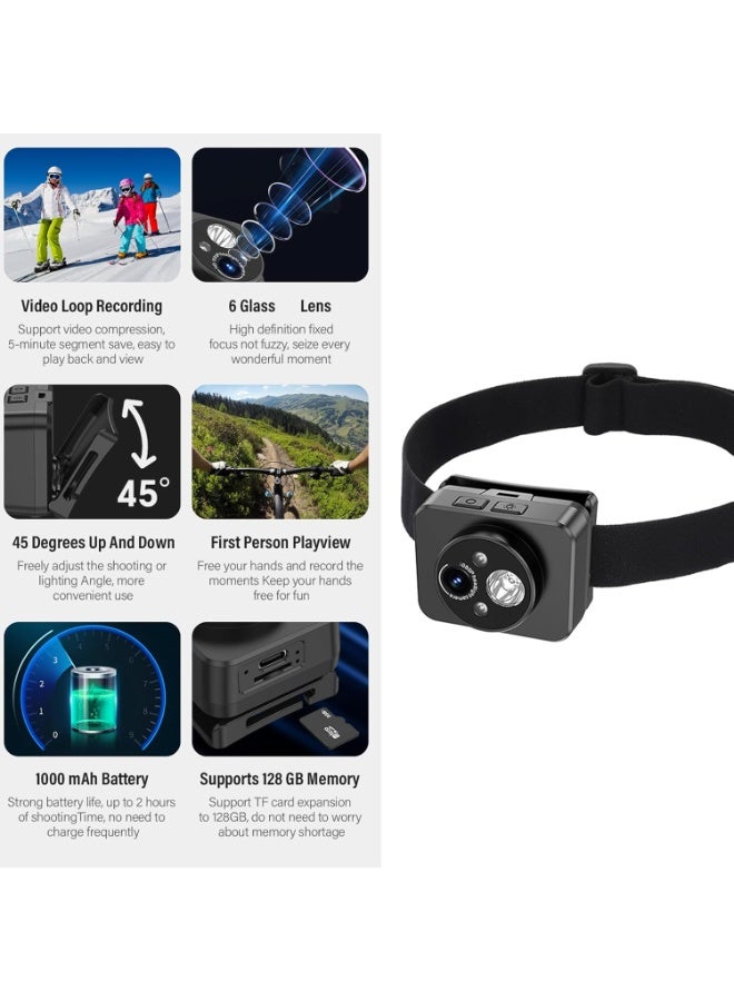 Head-Mounted 1080P HD Action Camera with LED Headlamp for Night Activities - Image 4