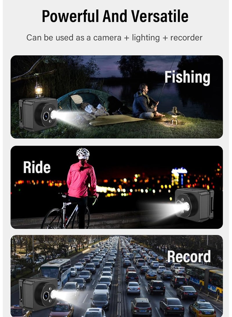 Head-Mounted 1080P HD Action Camera with LED Headlamp for Night Activities - Image 2