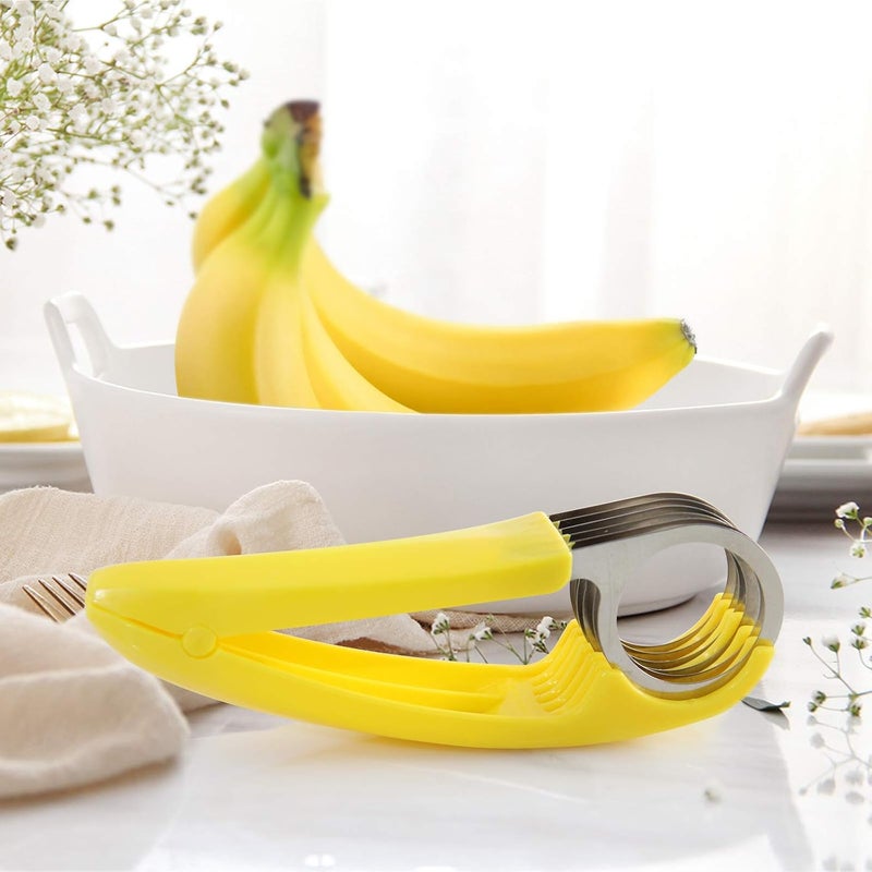 FireKylin Banana Slicer,ABS + Stainless Steel Fruit and Vegetable Salad Peeler Cutter Kitchen Tools For Banana, Strawberry,Grape（2 pcs） - Image 4