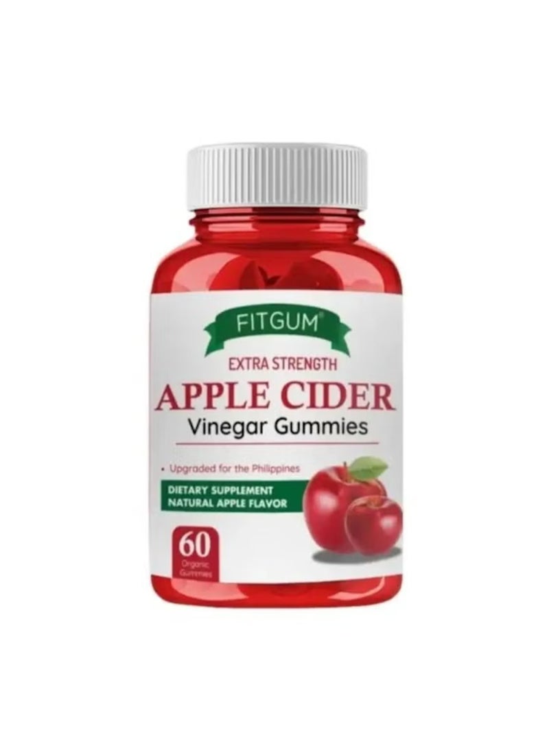 FIT GUM فيت غم مكملات غذائية من خل التفاح بقوة إضافية - 60 حبة عضوية لفقدان الوزن والتخلص من السموم | نكهة التفاح الطبيعية - Image 2
