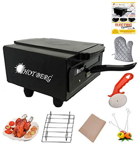 HOTBERG Hot Berg14 Inches Heavy Weight Electric Tandoor with Pizza CutterRecipe BookNonstick SheetGrill4 SkewersGloveSize Medium  - Image 2