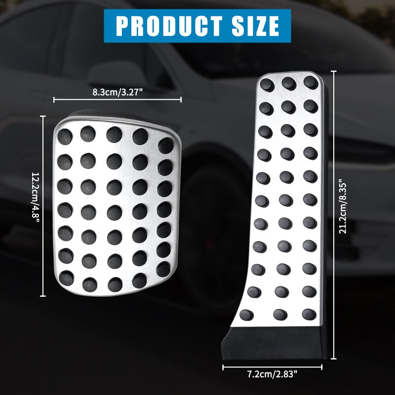 Tongze Gas & Brake Pedal Cover: Brushed Stainless Steel with Rubber Non-Slip Foot Pedals Pads Compatible with 2007-2022 Mercedes-Benz C/E/S/SL/SLK/CLS/CLC/GLE/GLS/GLK X204 - Image 3