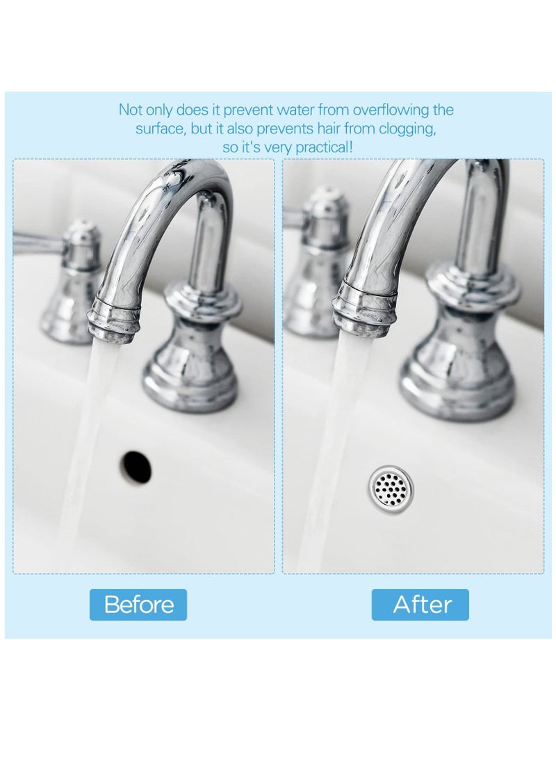 SYOSI - Sink Overflow Ring, Kitchen Bathroom Sink Hole Round Overflow Cover Basin Trim Overflow Drain Cap Cover Insert in Hole Spares, 30mm Silver (4 Pieces Mesh-Type) - Image 1