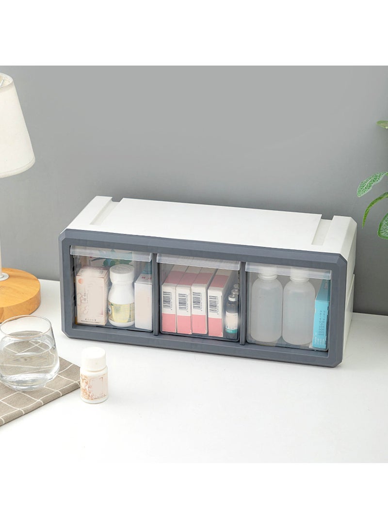 اليسا خزانة تخزين بأدراج بلاستيكية، درج قابل للتكديس، صندوق تخزين سطح المكتب لمستحضرات التجميل وصناديق تخزين معلقة على الحائط مع 3 أدراج لصناديق تنظيم المنزل والمدرسة مقاس 39 * 16.5 * 18 سم (رمادي، قطعة واحدة) - Image 1