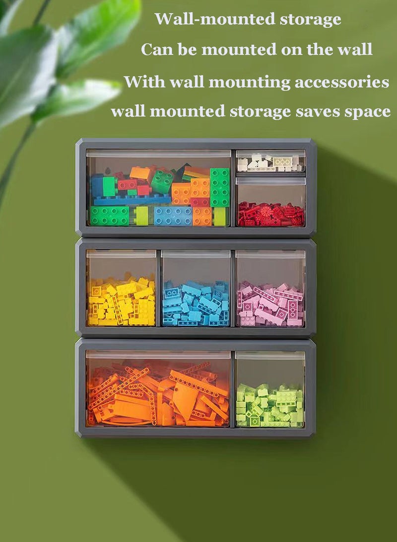 اليسا خزانة تخزين بأدراج بلاستيكية، درج قابل للتكديس، صندوق تخزين سطح المكتب لمستحضرات التجميل وصناديق تخزين معلقة على الحائط مع 3 أدراج لصناديق تنظيم المنزل والمدرسة مقاس 39 * 16.5 * 18 سم (رمادي، قطعة واحدة) - Image 5