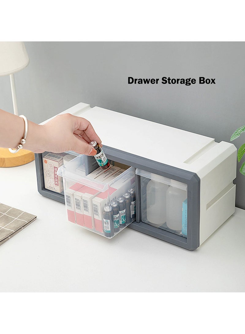 اليسا خزانة تخزين بأدراج بلاستيكية، درج قابل للتكديس، صندوق تخزين سطح المكتب لمستحضرات التجميل وصناديق تخزين معلقة على الحائط مع 3 أدراج لصناديق تنظيم المنزل والمدرسة مقاس 39 * 16.5 * 18 سم (رمادي، قطعة واحدة) - Image 2