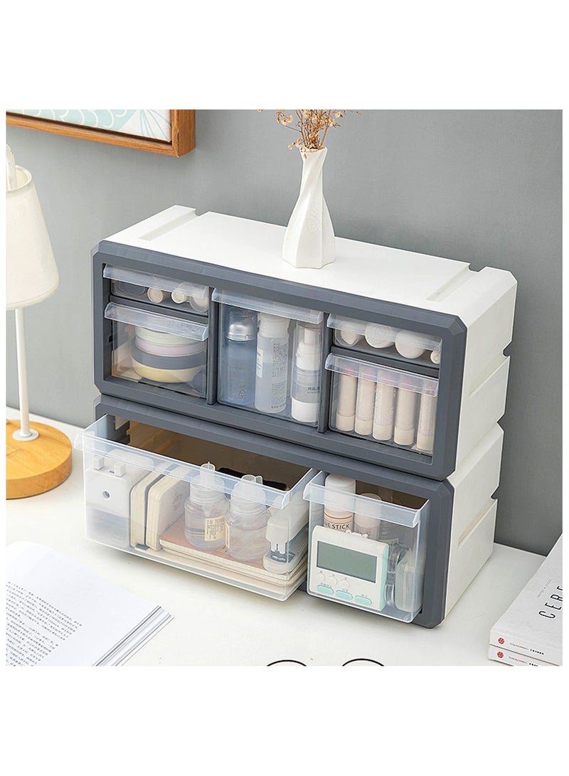 اليسا خزانة تخزين بأدراج بلاستيكية، درج قابل للتكديس، صندوق تخزين سطح المكتب لمستحضرات التجميل وصناديق تخزين معلقة على الحائط مع 3 أدراج لصناديق تنظيم المنزل والمدرسة مقاس 39 * 16.5 * 18 سم (رمادي، قطعة واحدة) - Image 3