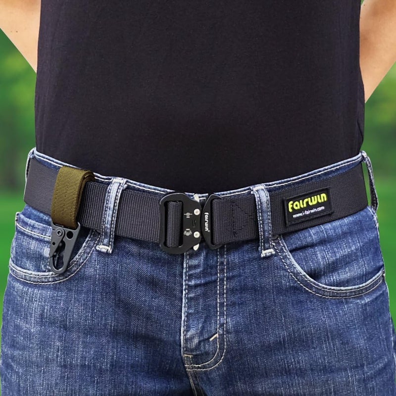 Fairwin Tactical Gear Clip, Nylon Key Ring Holder or Belt Keeper Military Utility Hanger Carabiner Molle Hook, Black, Tan, Green - Image 4