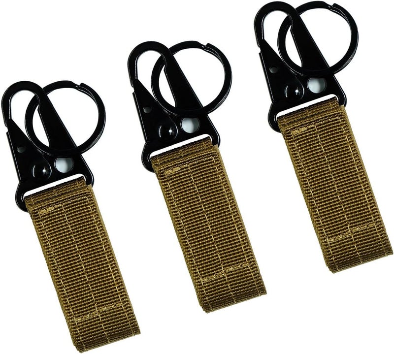 Fairwin Tactical Gear Clip, Nylon Key Ring Holder or Belt Keeper Military Utility Hanger Carabiner Molle Hook, Black, Tan, Green - Image 1