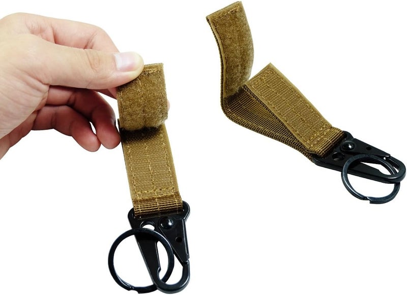 Fairwin Tactical Gear Clip, Nylon Key Ring Holder or Belt Keeper Military Utility Hanger Carabiner Molle Hook, Black, Tan, Green - Image 2