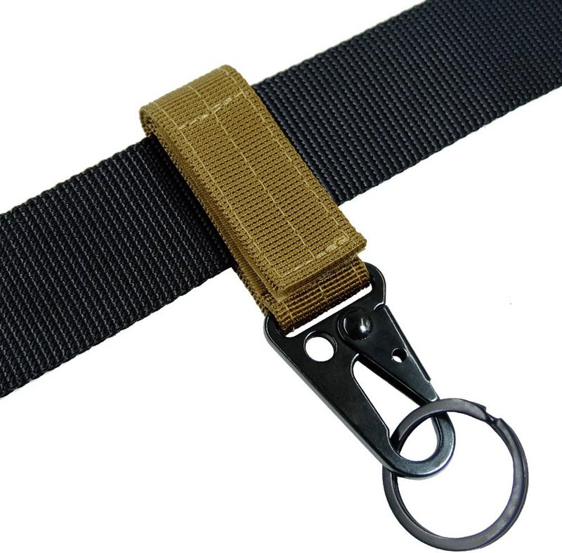 Fairwin Tactical Gear Clip, Nylon Key Ring Holder or Belt Keeper Military Utility Hanger Carabiner Molle Hook, Black, Tan, Green - Image 3