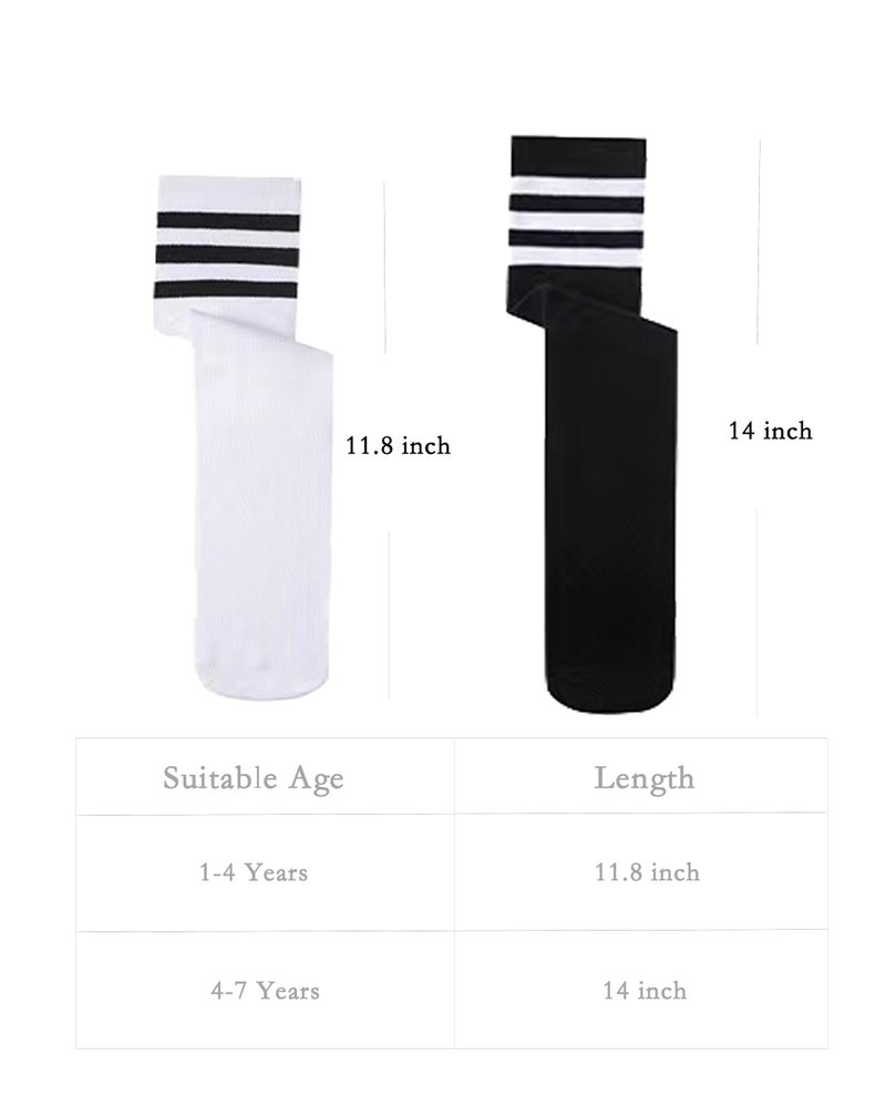 ENBAOHUI 3 Packs Toddler Soccer Socks Kids Soccer Socks Girls Boys Socks Toddler Knee High Kids Tube Sock Black/White/Blue 4-7T - Image 4