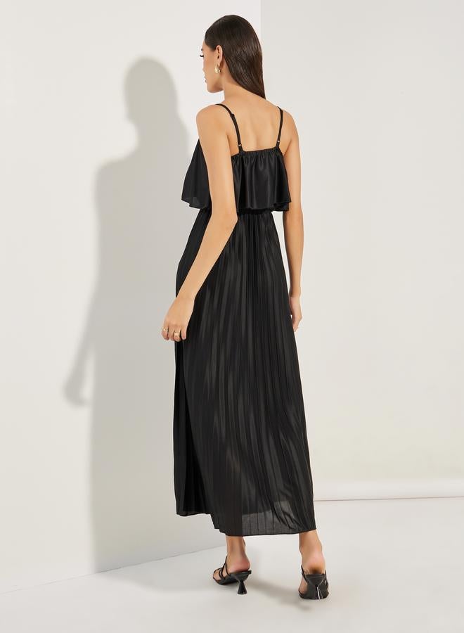 Styli Strappy Pleated Overlay Maxi Dress - Image 4