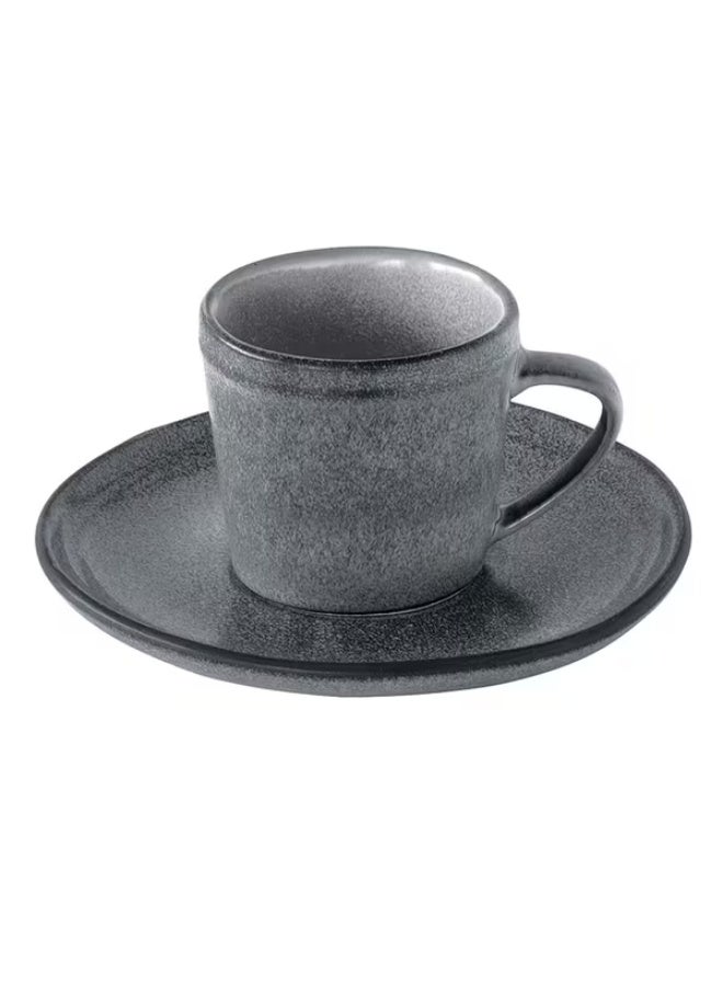 Easy Life Essential Ceramic Coffee Cup and Saucer Set Dark Grey 100ml