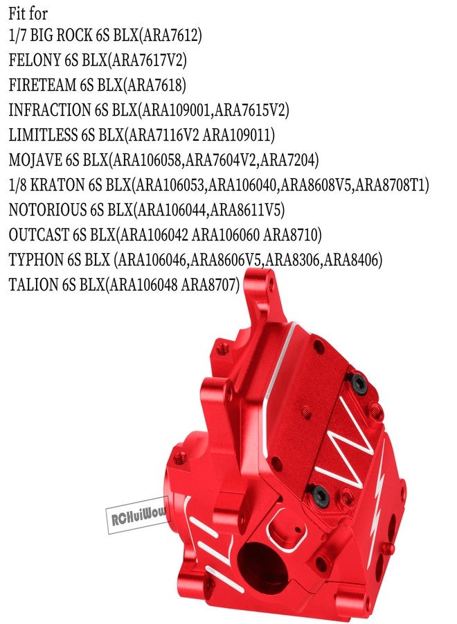 RCHuiWow RC Transmission Case Upgrades Part for 1/8 Typhon Kraton Outcast Notorious Talion 6S BLX,1/7 Infraction Limitless Mojave Felony 6S BLX,Alloy Front Rear Gear Box Case,Red - Image 2
