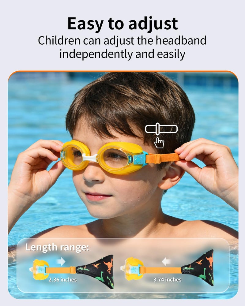 Pixel Panda Kids Swim Goggles with Fabric Strap for 3-14, No Hair Pulling, Anti-fog, Easy to Put on and off - Image 2