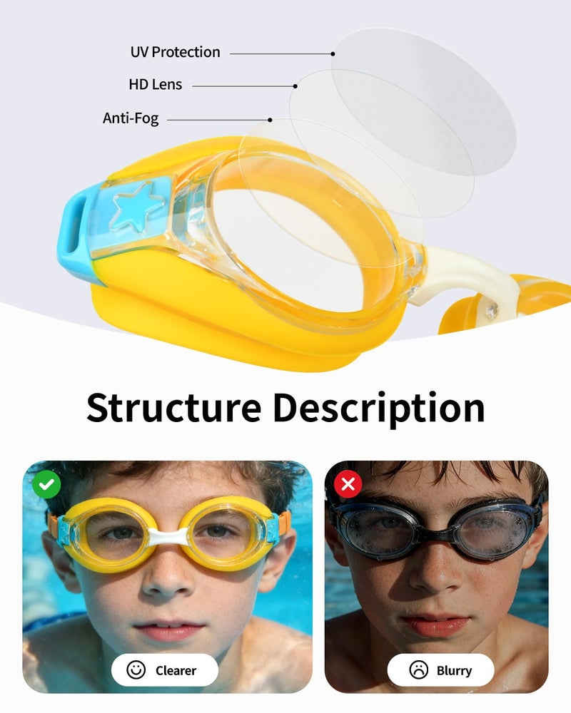 Pixel Panda Kids Swim Goggles with Fabric Strap for 3-14, No Hair Pulling, Anti-fog, Easy to Put on and off - Image 5