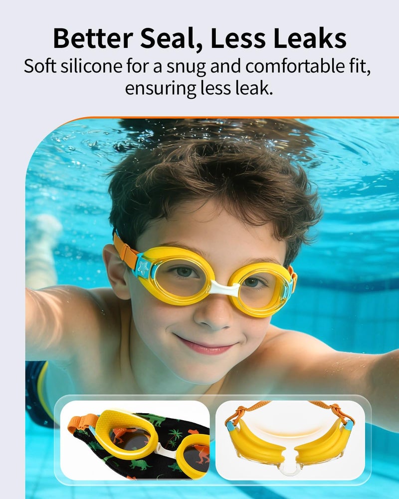 Pixel Panda Kids Swim Goggles with Fabric Strap for 3-14, No Hair Pulling, Anti-fog, Easy to Put on and off - Image 4