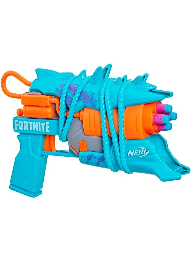 NERF Nerf Fortnite Primal Blaster, 4-Dart Blasting, Fortnite Primal Equipment Design, 4 Nerf Elite Darts