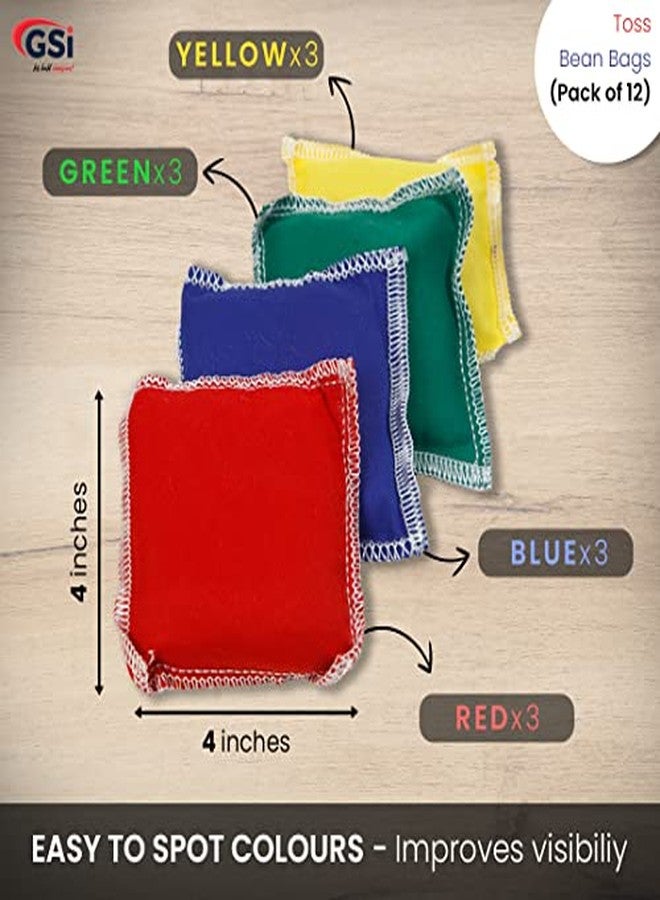 GSi Kids Play Equipment - Mini Bean Bags Cotton/Nylon 12 pack & Rainbow Play Parachute for Physical Education, Cooperative Games, Gymnastics, Outdoor & Classroom Activities, for Ages 4 Years and Older - Image 5