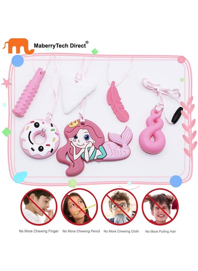 MaberryTech Direct Chew Necklaces for Sensory Kids Adults, 6 Pack Silicone Sensory Chew Toys for Autistic Children with ADHD/SPD/Autism/Anxiety, Pink Chewy Necklace Stim Toy for Teething Chewing Biting Fidgeting - Image 3