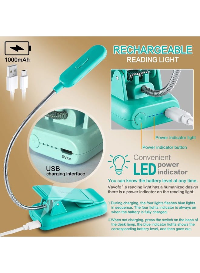 vavofo Rechargeable Book Light for Reading in Bed Kids, 7 LED Reading Light with 9-Level Warm Cool White Daylight, Eye Care Lamp with Power Indicator for Bookworms (Avocado Green) - Image 4