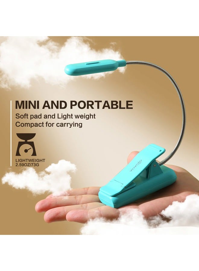 vavofo Rechargeable Book Light for Reading in Bed Kids, 7 LED Reading Light with 9-Level Warm Cool White Daylight, Eye Care Lamp with Power Indicator for Bookworms (Avocado Green) - Image 3