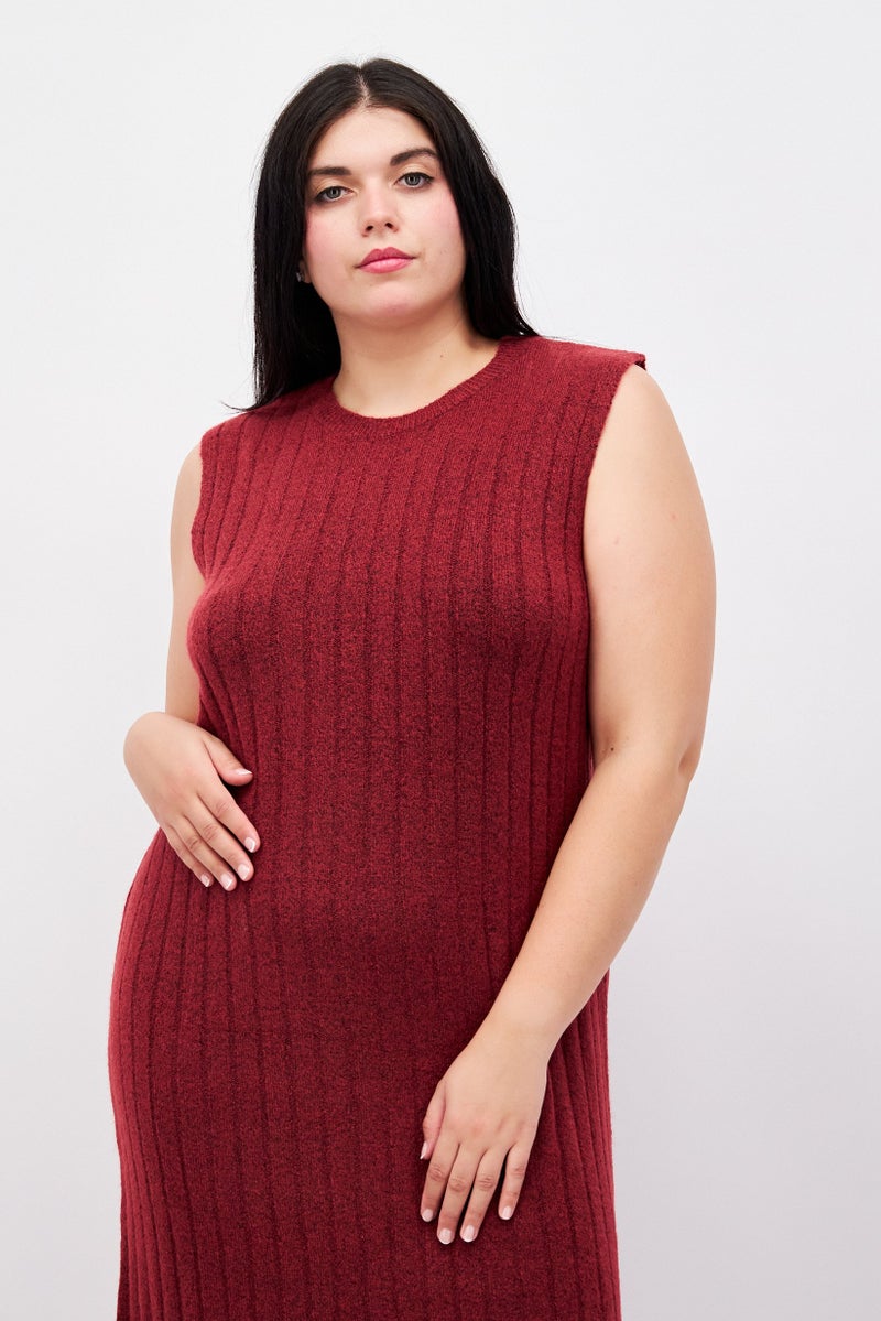 Fire & Glory Women Knitted Midi Dress, Red - Image 2