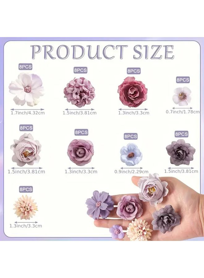 SERRA FLORA 80 Pcs Purple Artificial Flower Set Silk Daisies Roses And Hydrangeas For Home Decor Valentine Day Mothers Day Graduation No Container Included - Image 3