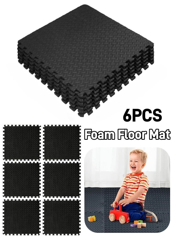 Foam Floor Mat, Gym Flooring for Home Gym Interlocking Exercise Mat, Children Patchwork Crawling Mat, Home Bedroom Floor Mat, Thickened Crawling Mat Tiles 30 x 30 x 1.2cm, EVA Foam Floor Mat for Kids Baby Play（Black） - Image 1