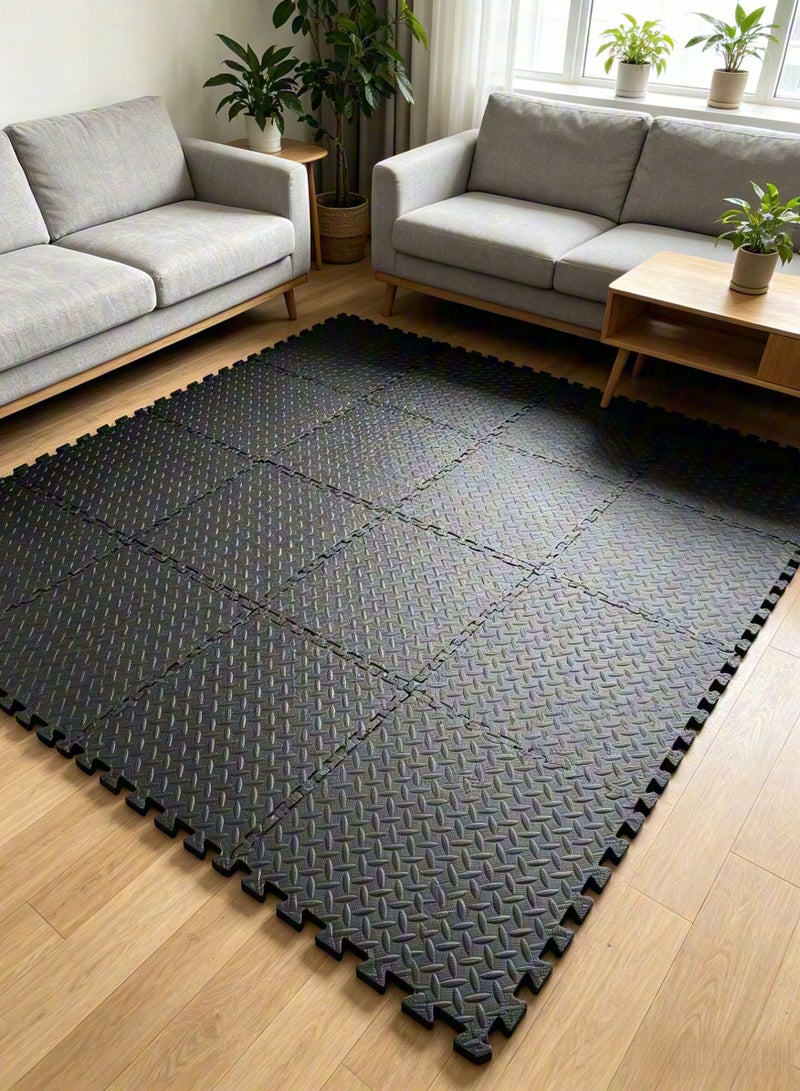 Foam Floor Mat, Gym Flooring for Home Gym Interlocking Exercise Mat, Children Patchwork Crawling Mat, Home Bedroom Floor Mat, Thickened Crawling Mat Tiles 30 x 30 x 1.2cm, EVA Foam Floor Mat for Kids Baby Play（Black） - Image 3