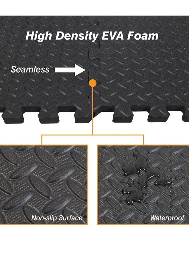 Foam Floor Mat, Gym Flooring for Home Gym Interlocking Exercise Mat, Children Patchwork Crawling Mat, Home Bedroom Floor Mat, Thickened Crawling Mat Tiles 30 x 30 x 1.2cm, EVA Foam Floor Mat for Kids Baby Play（Black） - Image 4