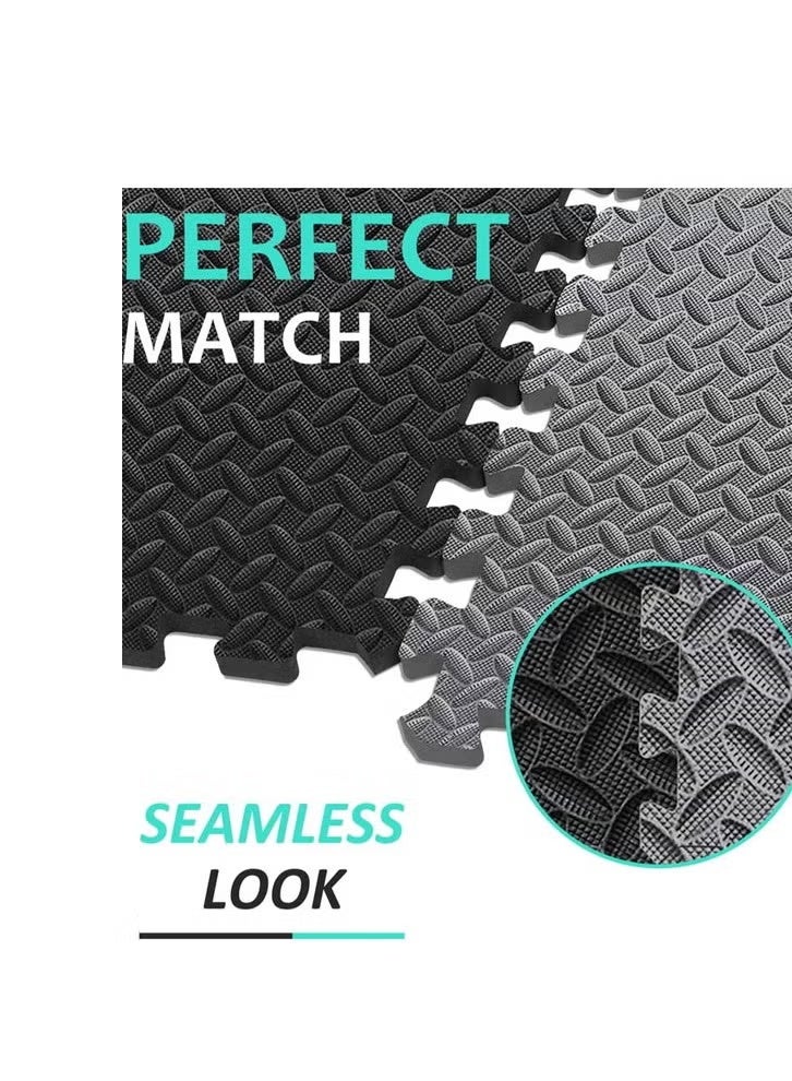 Foam Floor Mat, Gym Flooring for Home Gym Interlocking Exercise Mat, Children Patchwork Crawling Mat, Home Bedroom Floor Mat, Thickened Crawling Mat Tiles 30 x 30 x 1.2cm, EVA Foam Floor Mat for Kids Baby Play（Black） - Image 5
