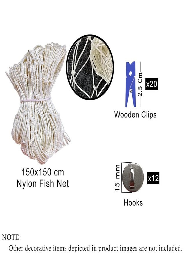 Infiprises Photo Hanging Display Fishing Net Picture Frame Wall Decoration Wall Decor Collage Photo Picture Frame with 40 Colour Clothespins (Net Size: 150x150cm, Clip Size: 2.5cm) - Image 3