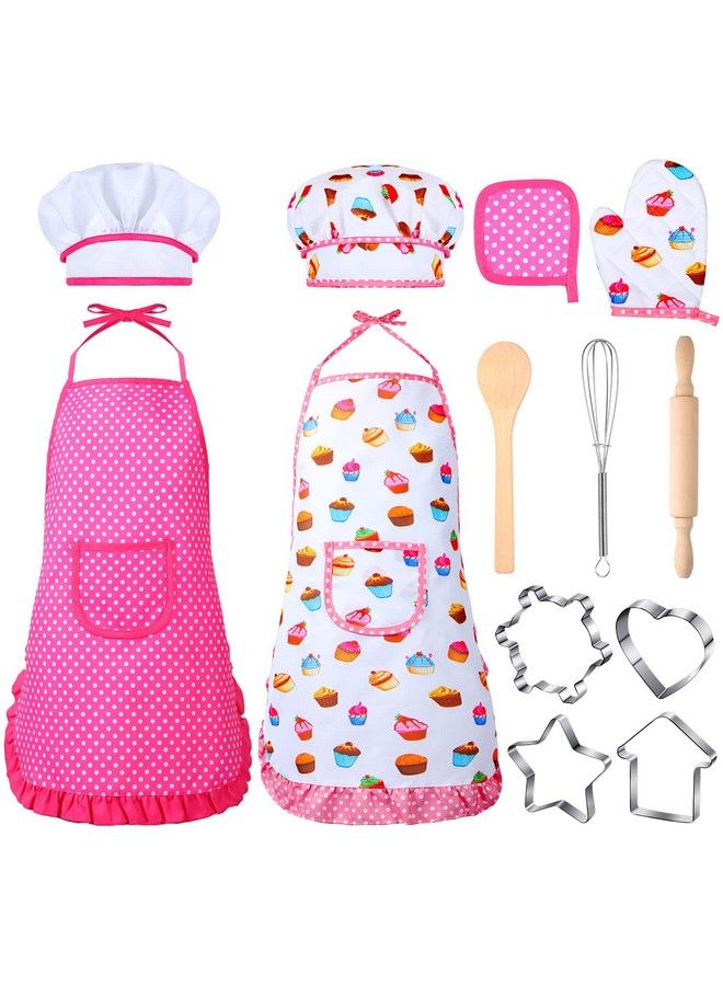 Cunhill Kids Cooking And Baking Set Apron Dress Up Chef Costume Kids Aprons For Girls Toddler Chef Hat For Little Girls 2 To 6 Year Old - Image 1