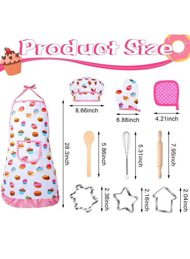 Cunhill Kids Cooking And Baking Set Apron Dress Up Chef Costume Kids Aprons For Girls Toddler Chef Hat For Little Girls 2 To 6 Year Old - Image 4