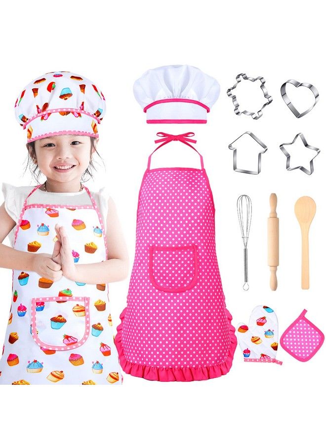 Cunhill Kids Cooking And Baking Set Apron Dress Up Chef Costume Kids Aprons For Girls Toddler Chef Hat For Little Girls 2 To 6 Year Old - Image 3