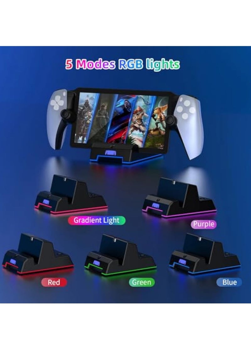 KASTWAVE - Charging Station for PS Portal Remote Player, PS5 Magnetic Charging Stand, Fast Charging Charging Dock Station for PS5 Portal, with 5 RGB Light Modes, Handheld Stand Holder for Playstation Portal - Image 1