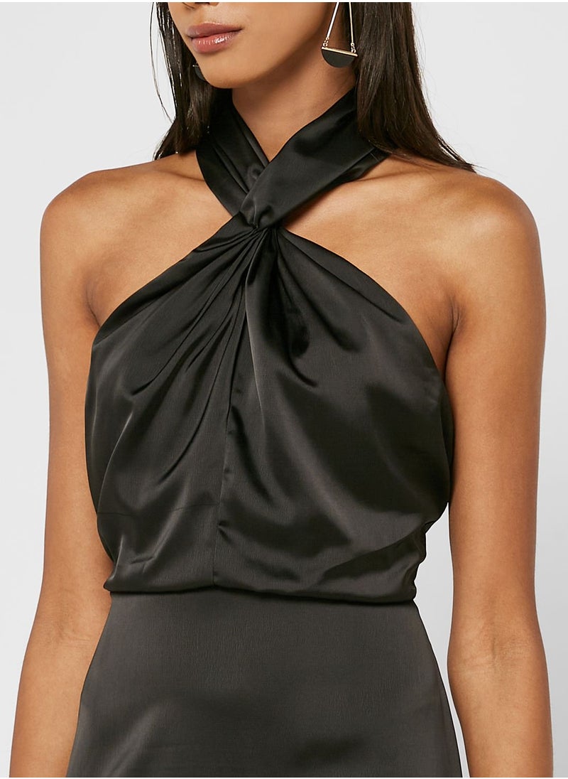 boohoo Satin Halter Neck Dress  - Image 3