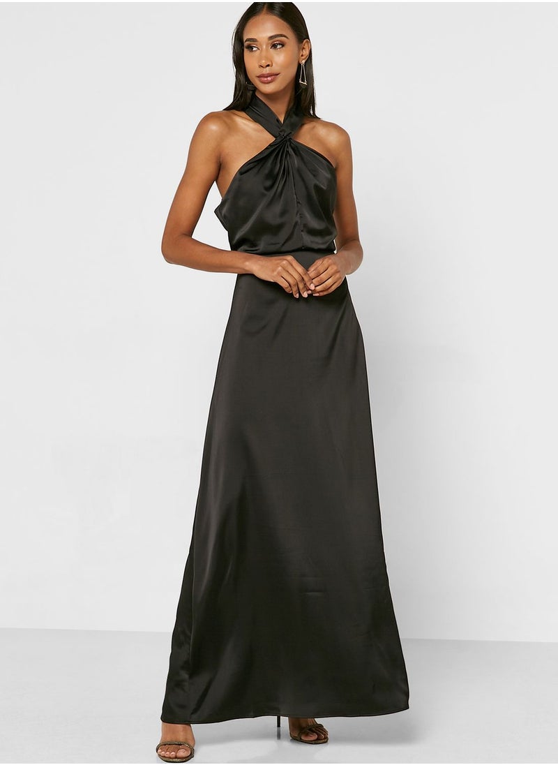 boohoo Satin Halter Neck Dress  - Image 4