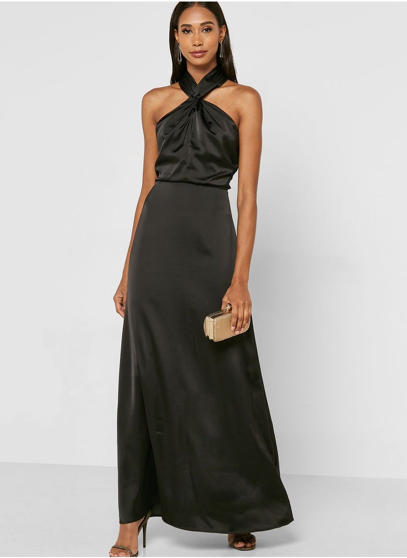boohoo Satin Halter Neck Dress  - Image 1
